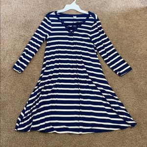 Quarter Sleeve, Navy blue striped dress